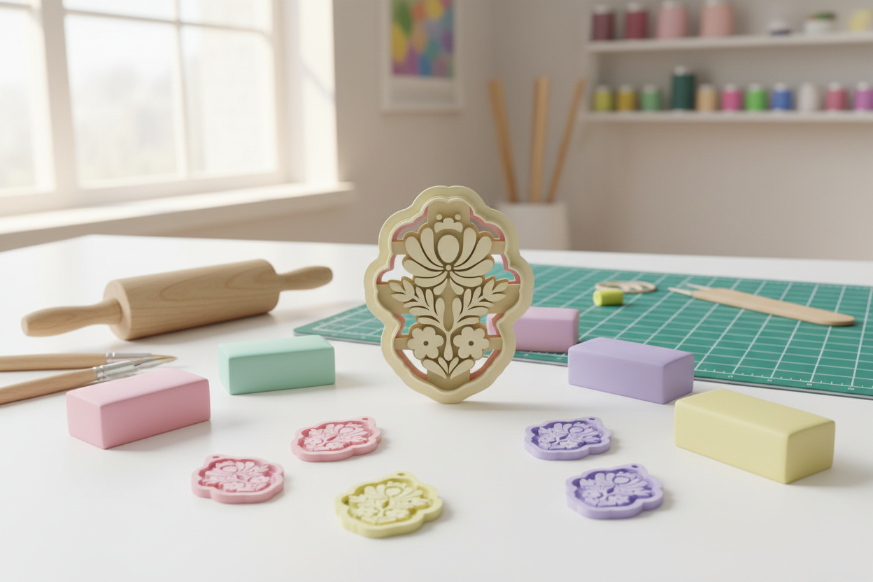 Emporte-pièce motif floral bohème ajouré – bijoux pâte polymère – 25 à 45 mm – EP-226