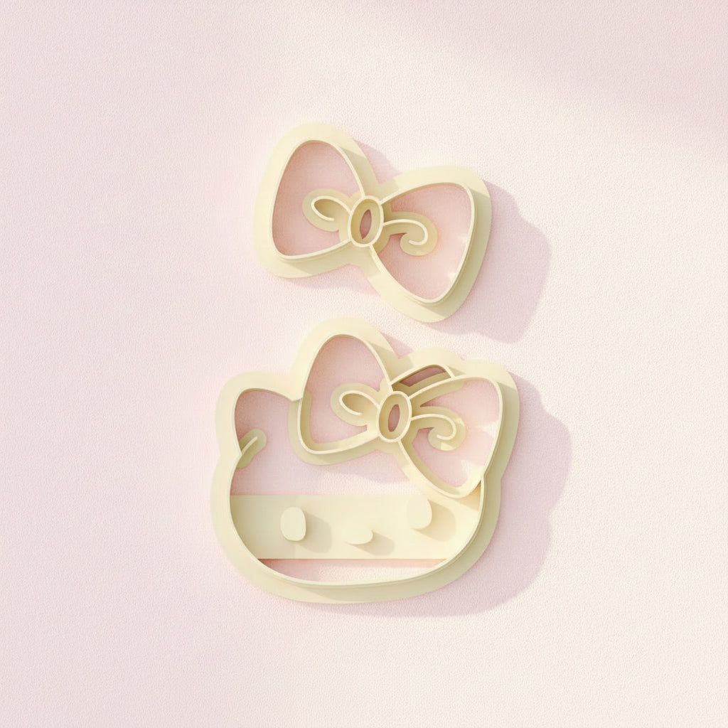 Emporte-pièces chat mignon – Tête et Nœud – Lot de 2 – 25 à 45 mm – EP-543