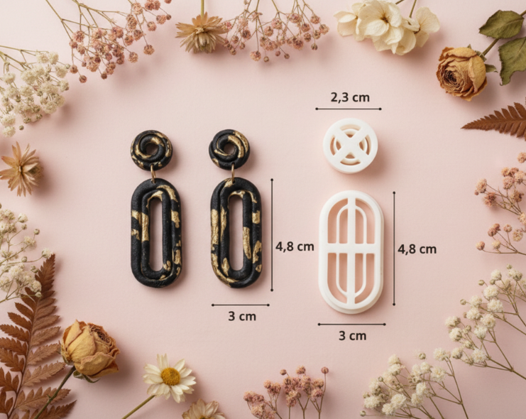 Emporte-pièces pour bijoux – DIY boucles d’oreilles – Formes ovales et rondes ajourées – Lot de 2. EP-18