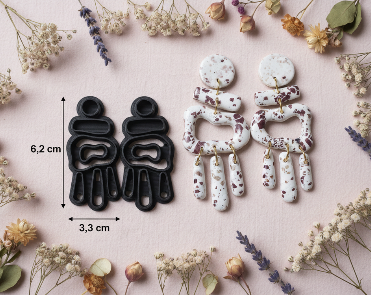 Lot de 2 emporte-pièces pour boucles d’oreilles – Forme graphique ajourée – DIY argile polymère. EP-56