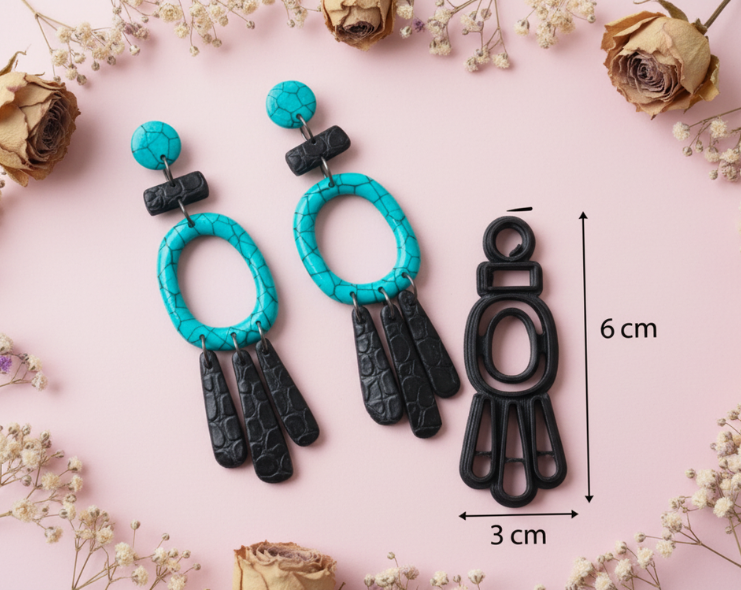 Emporte-pièce pendentif bohème 3 éléments 6 cm – Découpe pâte polymère FIMO – Outil bijoux DIY – Fabriqué en France. EP-59