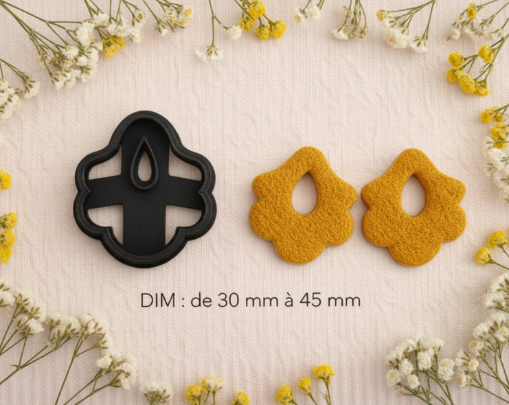 Emporte-pièce pampille croix florale ajourée – Bijoux DIY – 4 tailles disponibles 30 à 45 mm