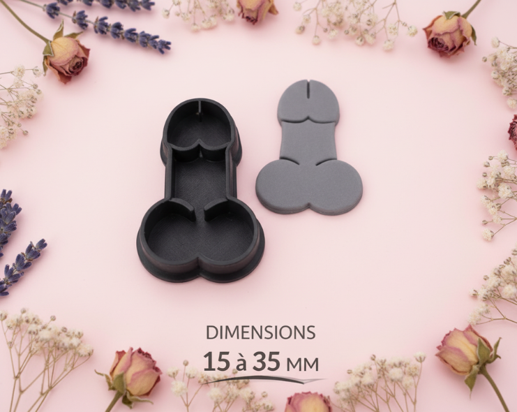 Emporte-pièce forme pénis – cutter pâte polymère – bijoux DIY – pampilles originales – 15 à 35 mm – fabriqué en France