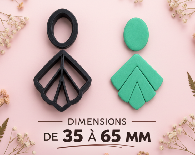 Emporte-pièces bijoux pâte polymère éventail géométrique – lot de 2 – outil DIY boucles d’oreilles – 35 à 65 mm – fabriqué en France. EP-121
