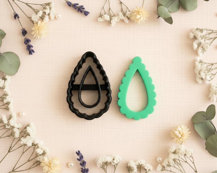 Emporte-pièce goutte texturée pour bijoux DIY – 4 tailles disponibles 35 à 50 mm EP-225