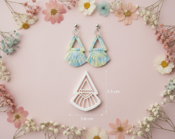 Emporte-pièce pour bijoux – DIY boucles d’oreilles – Forme géométrique triangle éventail – 5,5 cm. EP-88