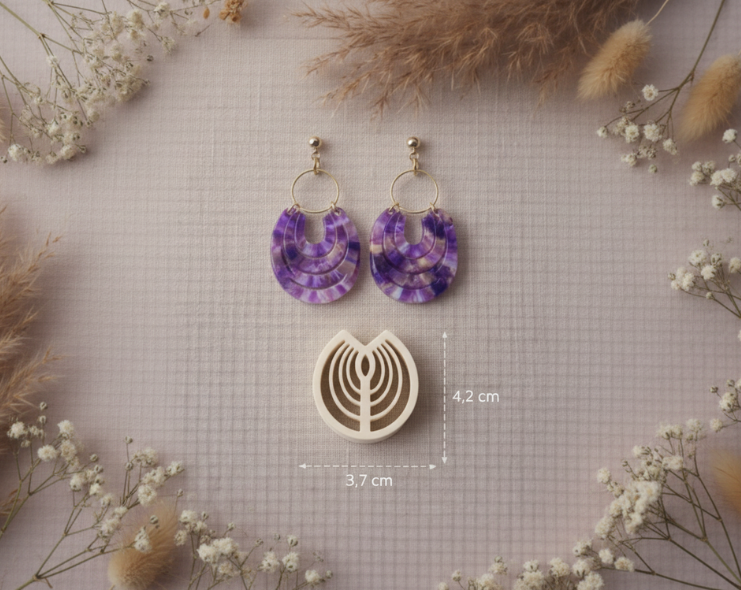 Emporte-pièce pour bijoux – DIY boucles d’oreilles – Forme graphique ajourée éventail – 4,2 cm EP-07