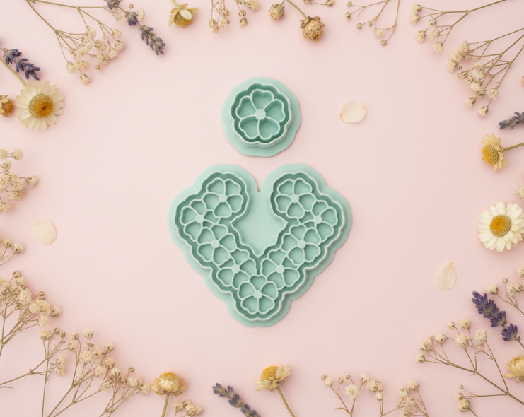 Emporte-pièces demi-lune fleurs ajourées – lot de 2 cutters pâte polymère – bijoux DIY pampilles – 40 à 55 mm – EP-198 – fabriqué en France