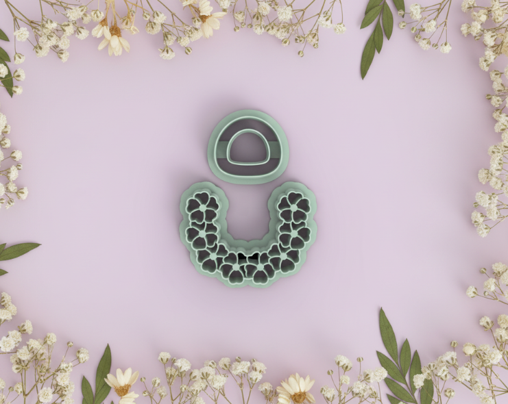 Emporte-pièces demi-lune fleur ajourée – lot de 2 cutters pâte polymère – bijoux DIY pampilles – 30 à 45 mm – EP-194 – fabriqué en France