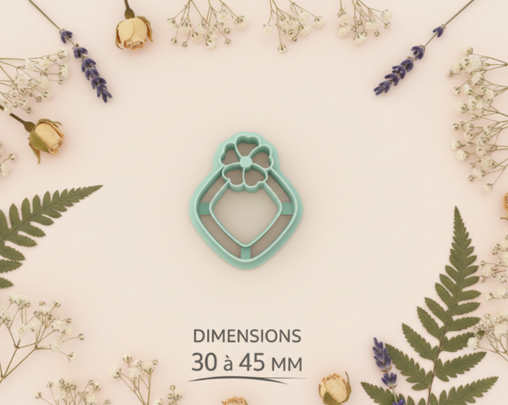 Emporte-pièce goutte fleur ajourée – cutter pâte polymère bijoux DIY pampilles – 30 à 45 mm – EP-192 – fabriqué en France