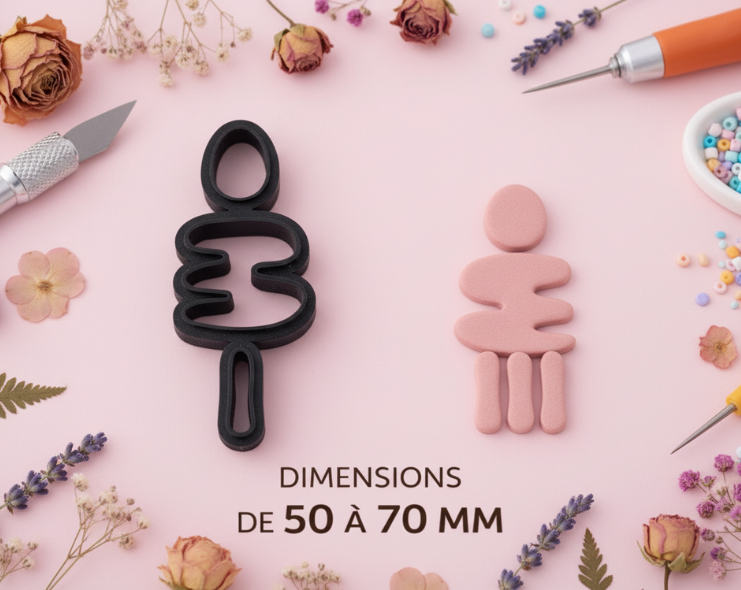 Emporte-pièces bijoux pâte polymère forme abstraite avec franges – lot de 3 – outil DIY boucles d’oreilles – 50 à 70 mm – fabriqué en France. EP-127