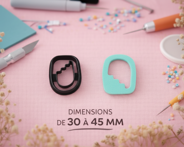 Emporte-pièce bijoux pâte polymère coquillage stylisé – outil DIY boucles d’oreilles – 30 à 45 mm – fabriqué en France. EP-126