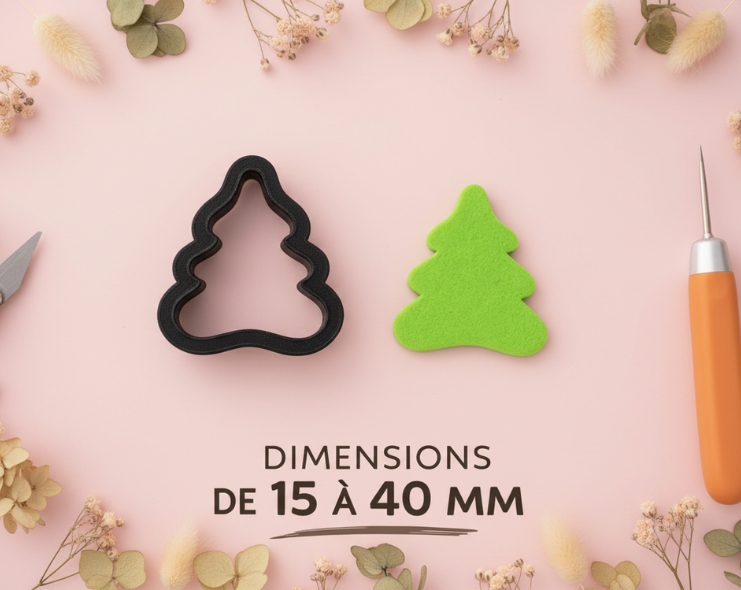 Emporte-pièce bijoux pâte polymère sapin – outil DIY boucles d’oreilles – 15 à 40 mm – fabriqué en France. EP-117