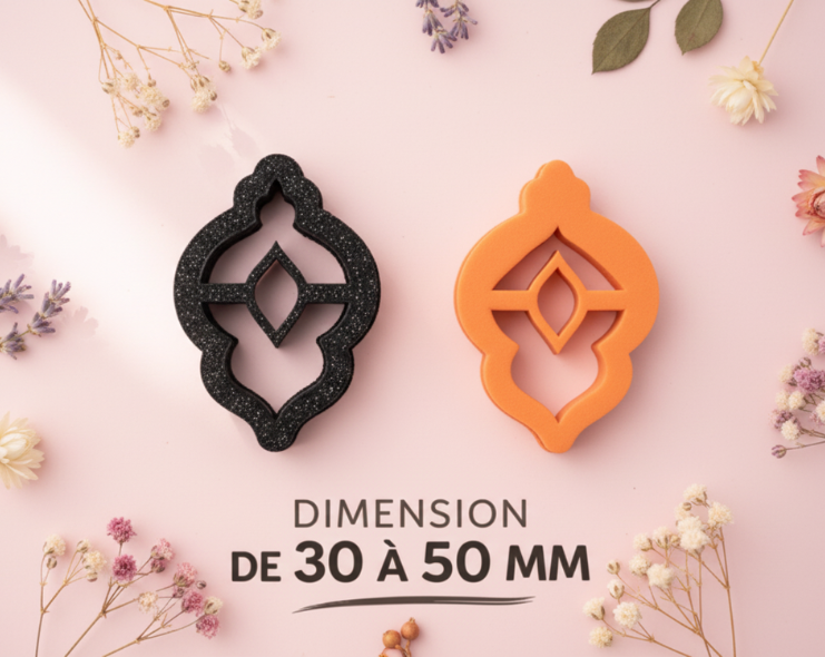 Emporte-pièce bijoux pâte polymère oriental ajouré – outil DIY boucles d’oreilles – 30 à 50 mm – fabriqué en France. EP-116