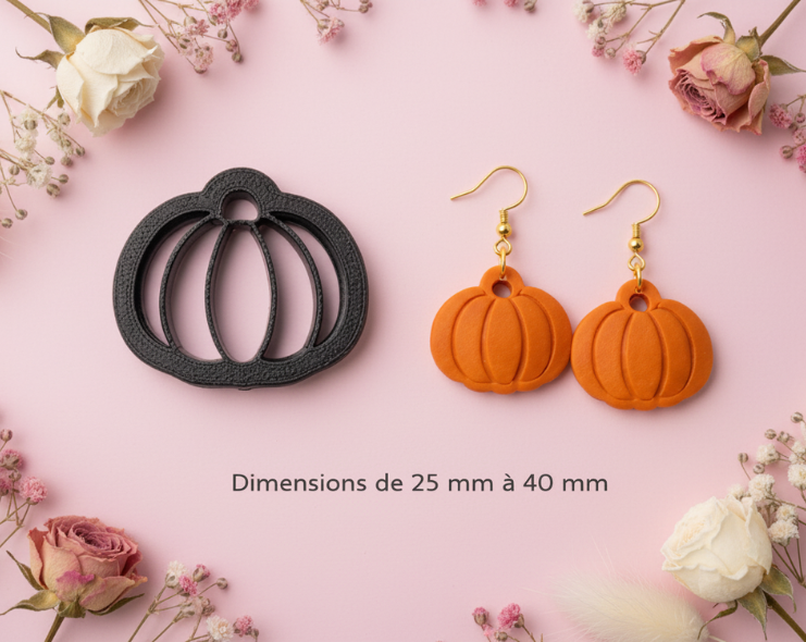 Emporte-pièce Citrouille Halloween – 25 à 40 mm au choix – Découpe bijoux pâte polymère – Fabriqué en France - EP-108