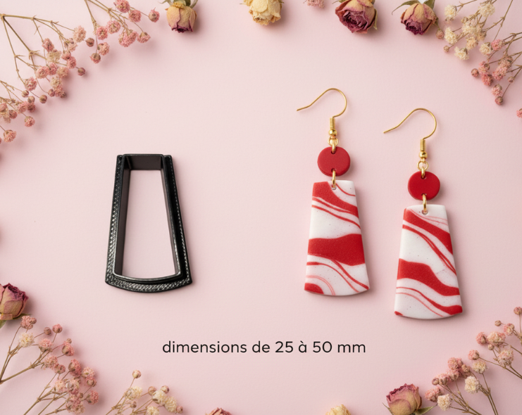 Emporte-pièce Trapèze Géométrique – 25 à 50 mm au choix – Découpe bijoux pâte polymère – Fabriqué en France - EP-107