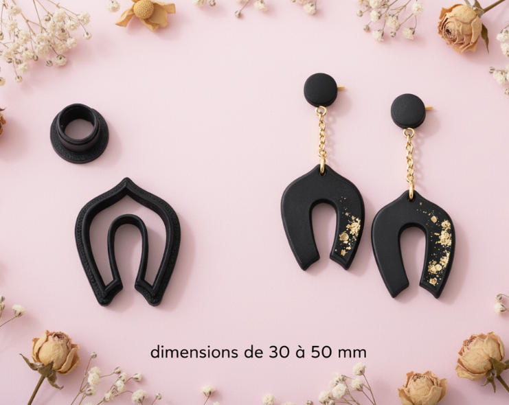 Lot de 2 emporte-pièces Arc Moderne Ajouré – 30 à 50 mm au choix – Découpe bijoux pâte polymère – Fabriqué en France - EP-103