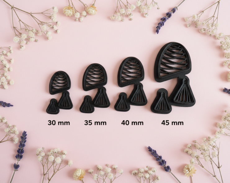 Emporte-pièce pampille graphique ajourée – Bijoux DIY – 4 tailles disponibles 30 à 45 mm. EP-91