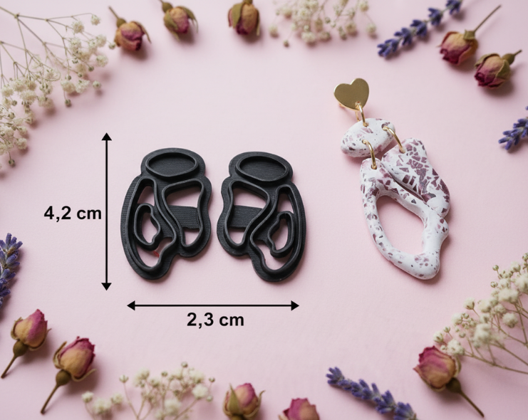 Lot de 2 emporte-pièces pour boucles d’oreilles – Paire gauche droite – DIY argile polymère