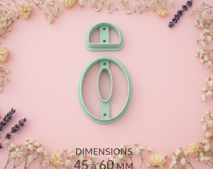 Emporte-pièces fleur ovale – lot de 2 cutters pâte polymère – bijoux DIY pampilles – 45 à 60 mm – EP-186 – fabriqué en France