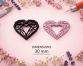 Emporte-pièce cœur géométrique 30 mm – Motif diamant facetté – Découpe bijoux pâte polymère – Fabriqué en France. EP-71