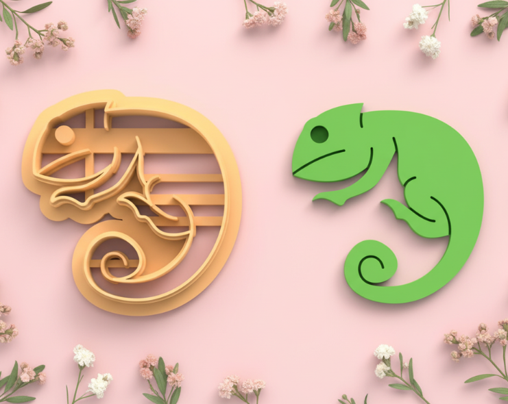 Emporte-pièce caméléon détaillé – bijoux pâte polymère – 25 à 45 mm – EP-207