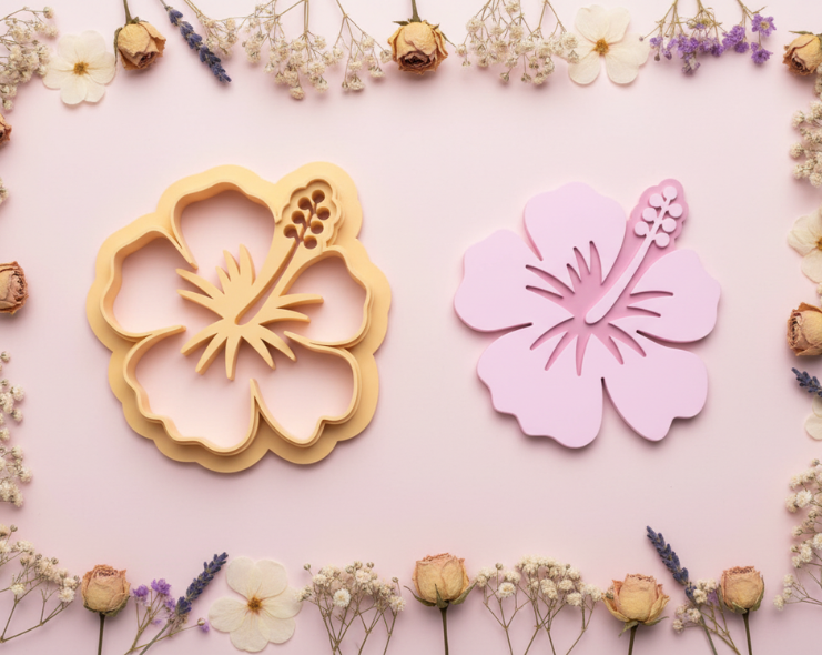 Emporte-pièce fleur hibiscus ajourée – bijoux pâte polymère – 25 à 45 mm – EP-210