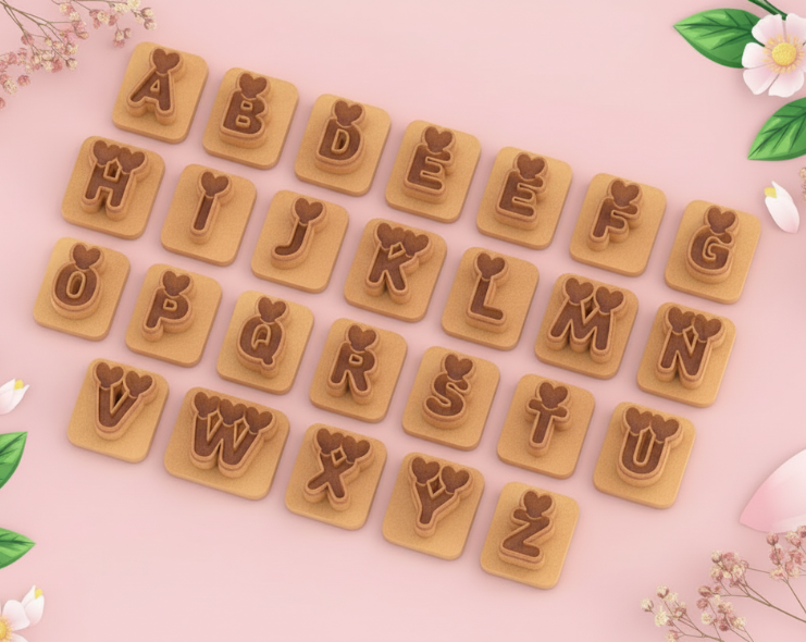 Emporte-pièces alphabet lettres A à Z – bijoux pâte polymère – 13, 17 ou 20 mm – EP-212