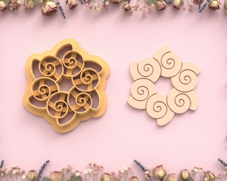 Emporte-pièce fleur géométrique ajourée – bijoux pâte polymère – 25 à 45 mm – EP-215