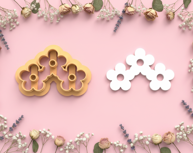 Emporte-pièce trio fleurs reliées – bijoux pâte polymère – 25 à 45 mm – EP-217