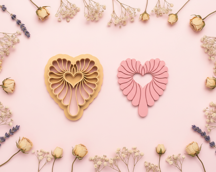 Emporte-pièce cœur ailes ajouré – bijoux pâte polymère – 30 à 45 mm – EP-224