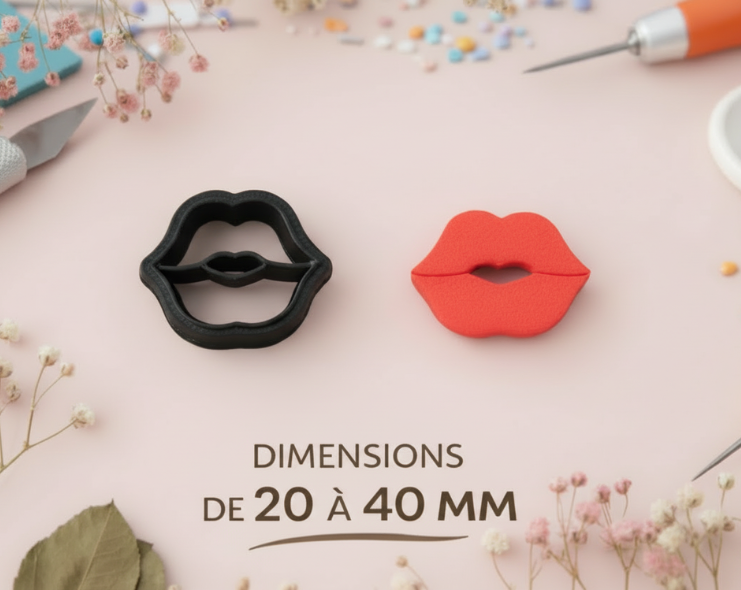 Emporte-pièce bijoux pâte polymère lèvres – outil DIY boucles d’oreilles – 20 à 40 mm – fabriqué en France. EP-118