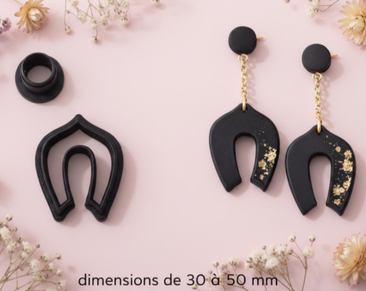 Lot de 2 emporte-pièces Arc Moderne Ajouré – 30 à 50 mm au choix – Découpe bijoux pâte polymère – Fabriqué en France EP-101