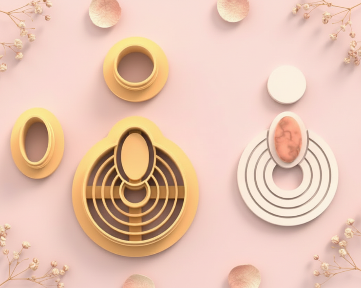 Lot de 3 emporte-pièces géométriques bohème ronds – bijoux pâte polymère – 30 à 50 mm – EP-228