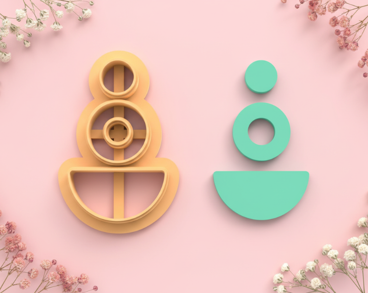 Emporte-pièce géométrique 3 formes (rond, anneau, demi-lune) – bijoux pâte polymère – 25 à 45 mm – EP-237