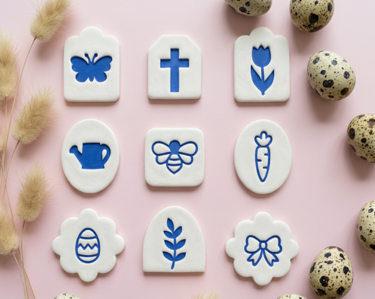 Kit emporte-pièces Pâques pâte polymère – set bijoux DIY – moules fleurs œuf papillon abeille – outils création boucles d’oreilles – idée cadeau