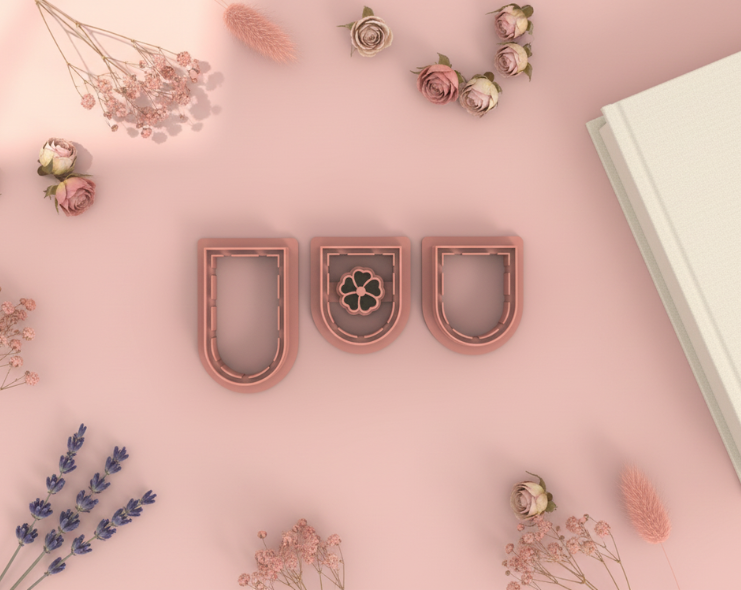 Emporte-pièces marque-page pâte polymère – lot de 3 – formes arrondies avec motif floral – DIY créations