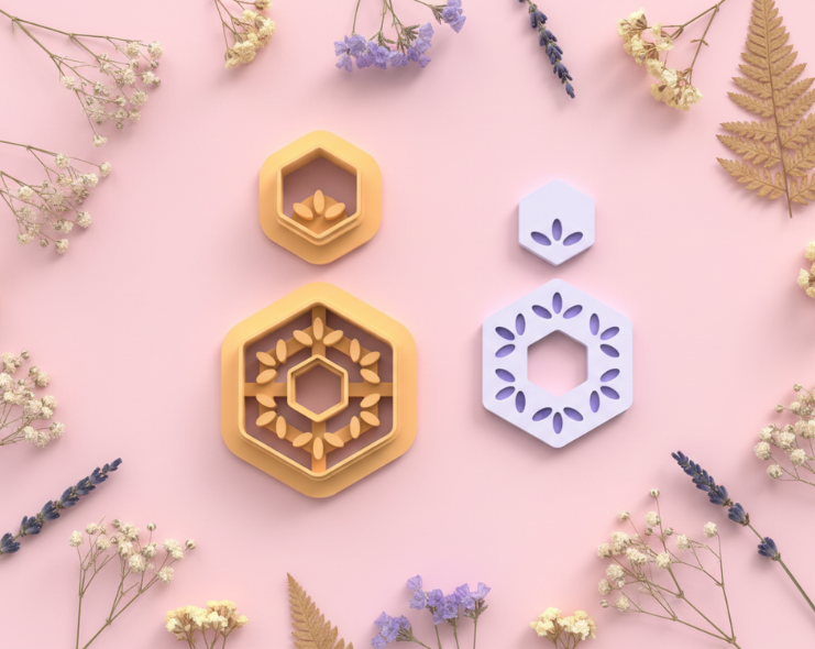 Emporte-pièces hexagone floral ajouré – bijoux pâte polymère – forme géométrique élégante – 30 à 50 mm – DIY boucles d’oreilles
