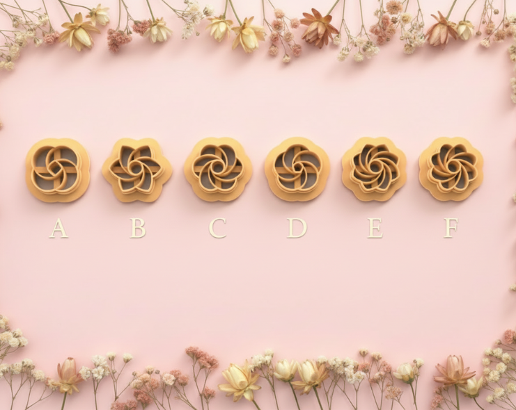 Emporte-pièces fleurs tourbillon – 6 modèles au choix – bijoux pâte polymère – 15 à 40 mm – DIY boucles d’oreilles – EP-252