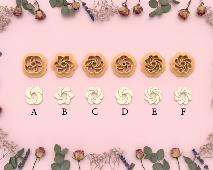 Emporte-pièces fleurs tourbillon – 6 modèles au choix – bijoux pâte polymère – 15 à 40 mm – DIY boucles d’oreilles – EP-252