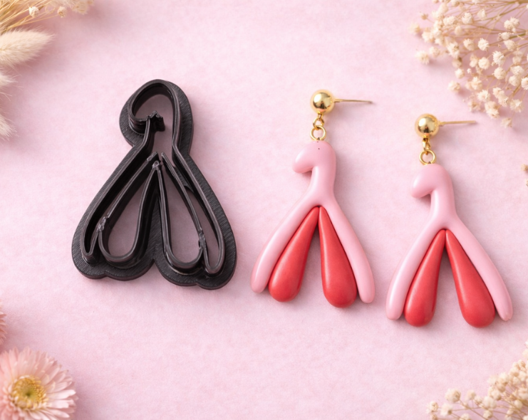 Emporte-pièce forme clitoris stylisé – cutter pâte polymère bijoux – pampilles EVJF – design audacieux et original – 25 à 55 mm – EP-257 – fabriqué en France