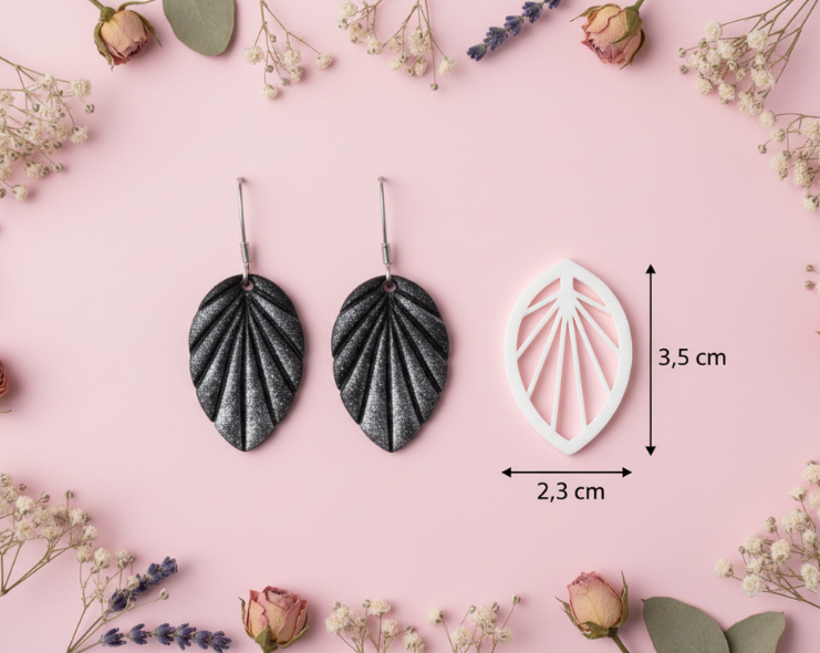 Emporte-pièce pour bijoux – DIY boucles d’oreilles – Forme feuille nervurée – 3,5 cm. EP-40