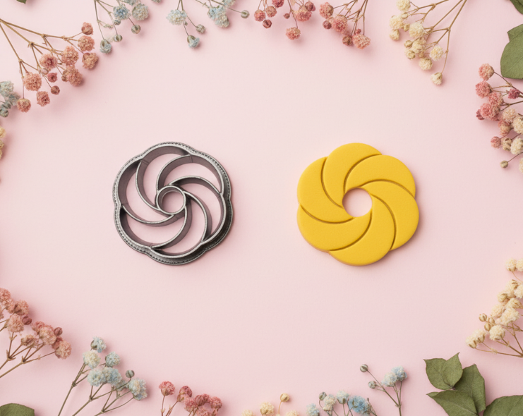 Emporte-pièce Fleur Spirale – 25 à 40 mm au choix – Découpe bijoux pâte polymère – Fabriqué en France - EP-106