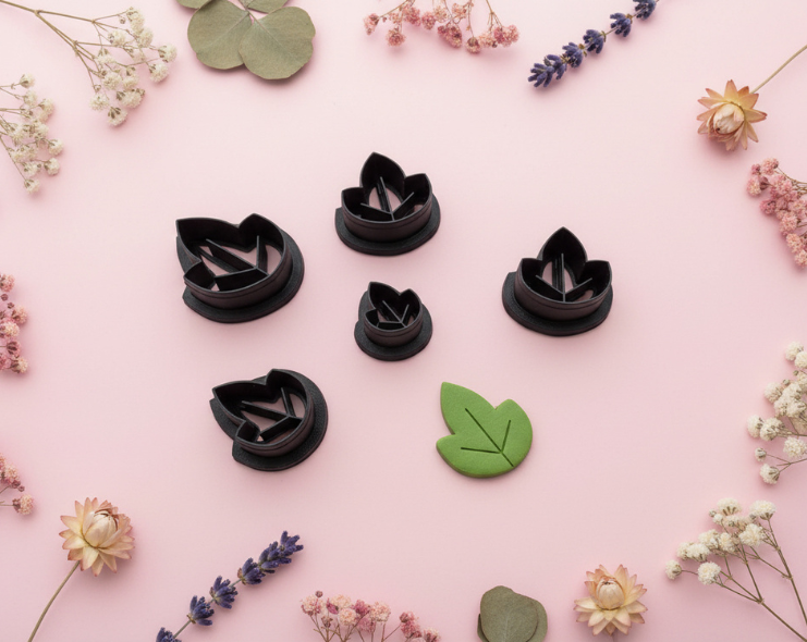 Emporte-pièce feuille stylisée 20 à 40 mm – Découpe bijoux pâte polymère – Outil boucles d’oreilles DIY – Fabriqué en France.EP-61