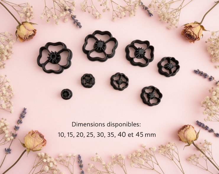 Emporte-pièce fleur ajourée pour bijoux DIY – 8 tailles disponibles de 10 à 45 mm. EP-50