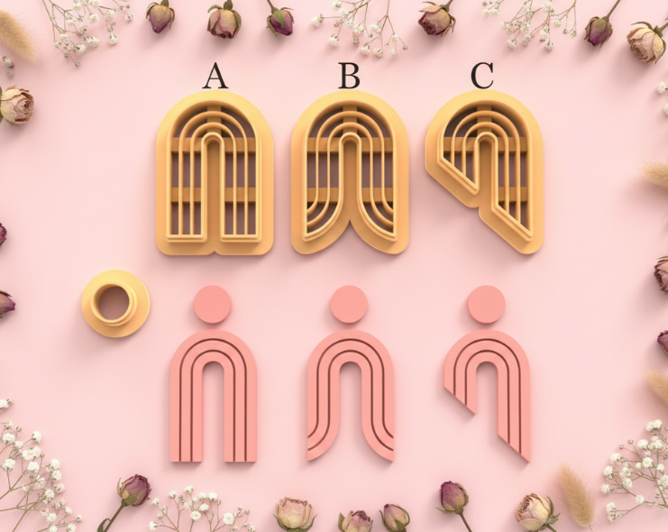 Emporte-pièces arche moderne – lot de 2 cutters pâte polymère bijoux DIY pampilles – 3 modèles au choix A B C – 30 à 50 mm – EP-269 – fabriqué en France