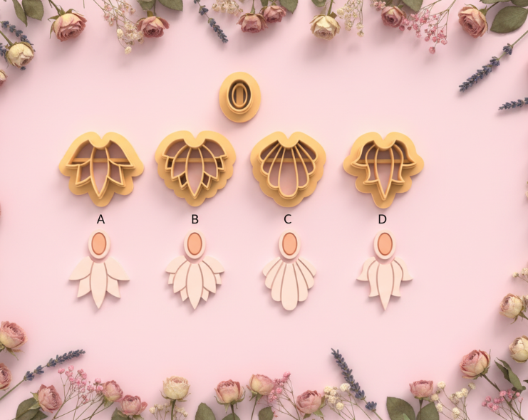 Emporte-pièces formes modernes texturées – cutters pâte polymère bijoux DIY pampilles – 4 modèles au choix ou lot complet – 25 à 45 mm – EP-270 –