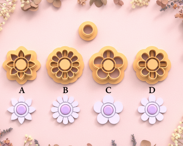 Emporte-pièces fleurs – lot de 2 cutters pâte polymère bijoux DIY pampilles – 4 modèles au choix – 20 à 45 mm – EP-272 –