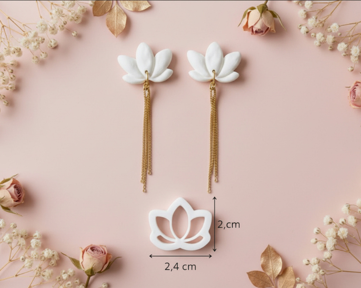 Emporte-pièce pour boucles d’oreilles – Fleur lotus ajourée – DIY argile polymère EP-03