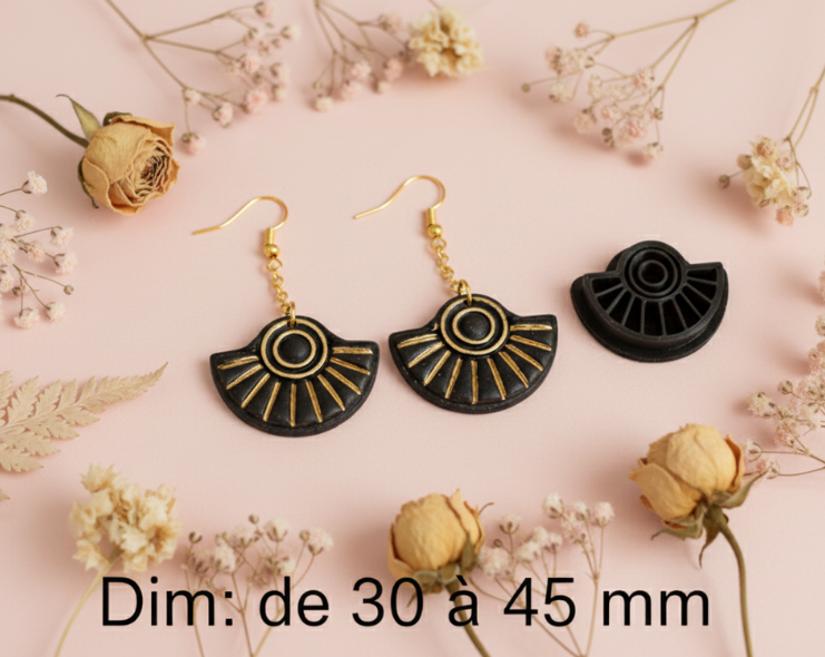 Emporte-pièce pampille demi-lune soleil – Bijoux DIY – Plusieurs tailles 30 à 45 mm